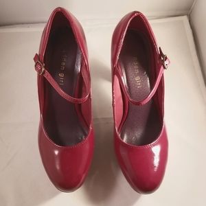 "Madden Girl" Red Patton Leather Mary Jane Platform Heels, Size 7